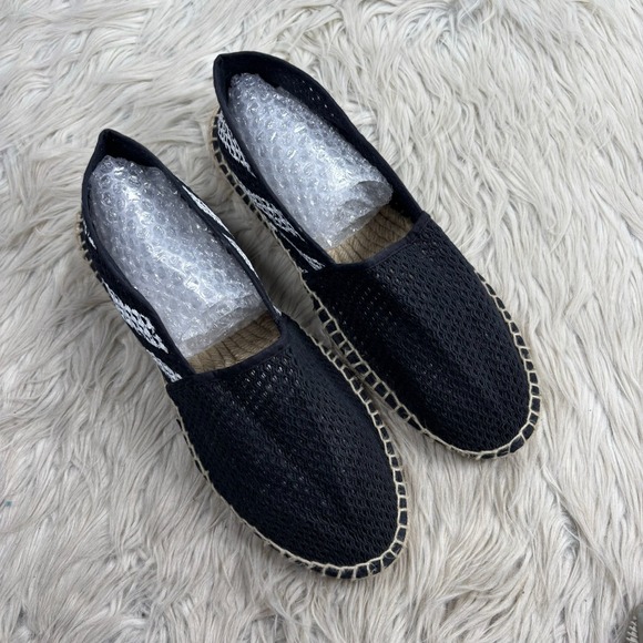 Off-White Men's 12.5 Black White Striped Open Knit Espadrille Resort Beachy Boho - Picture 2 of 9